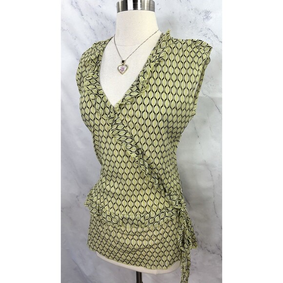 Vtg Y2K Babydoll Top Sz L Mesh Whimsigoth Fairy Grunge Indie Sleaze Green Ruffle - Picture 10 of 15